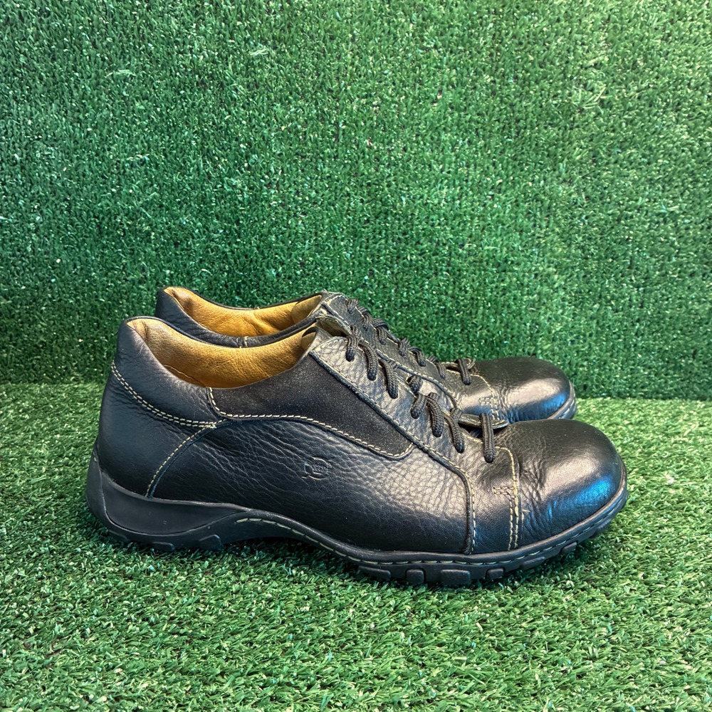 Born M3259 Leather Lace Up Casual Comfort Walking Oxford Shoes Black Mens Sz 8M